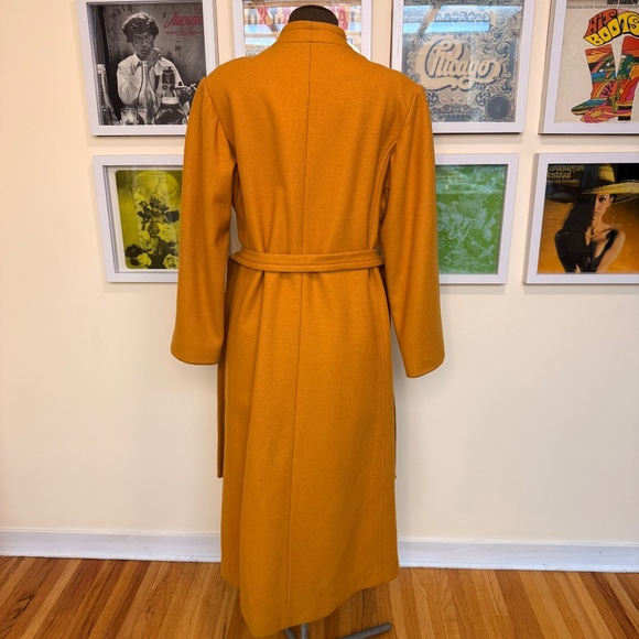 OOAK Classic Vintage 70s Mustard Wool Maxi Coat w/ Belt - Picture 2 of 10
